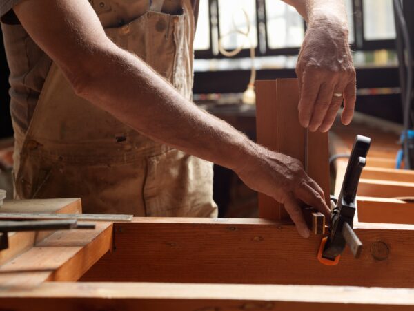Boat builder in workshop